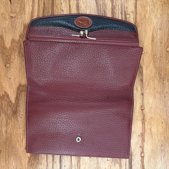 Dooney & Bourke Wallet Checkbook Organizer AWL Teton Cranberry Blue Vintage - Picture 11 of 16